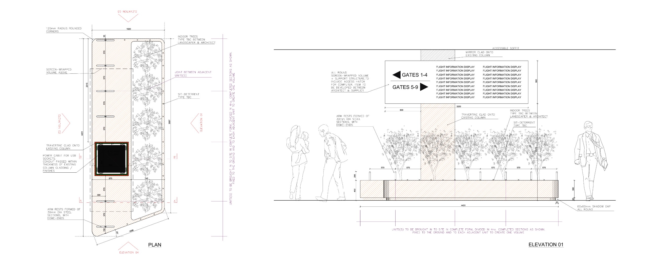 Info Island at Malta International Airport, drawing 4