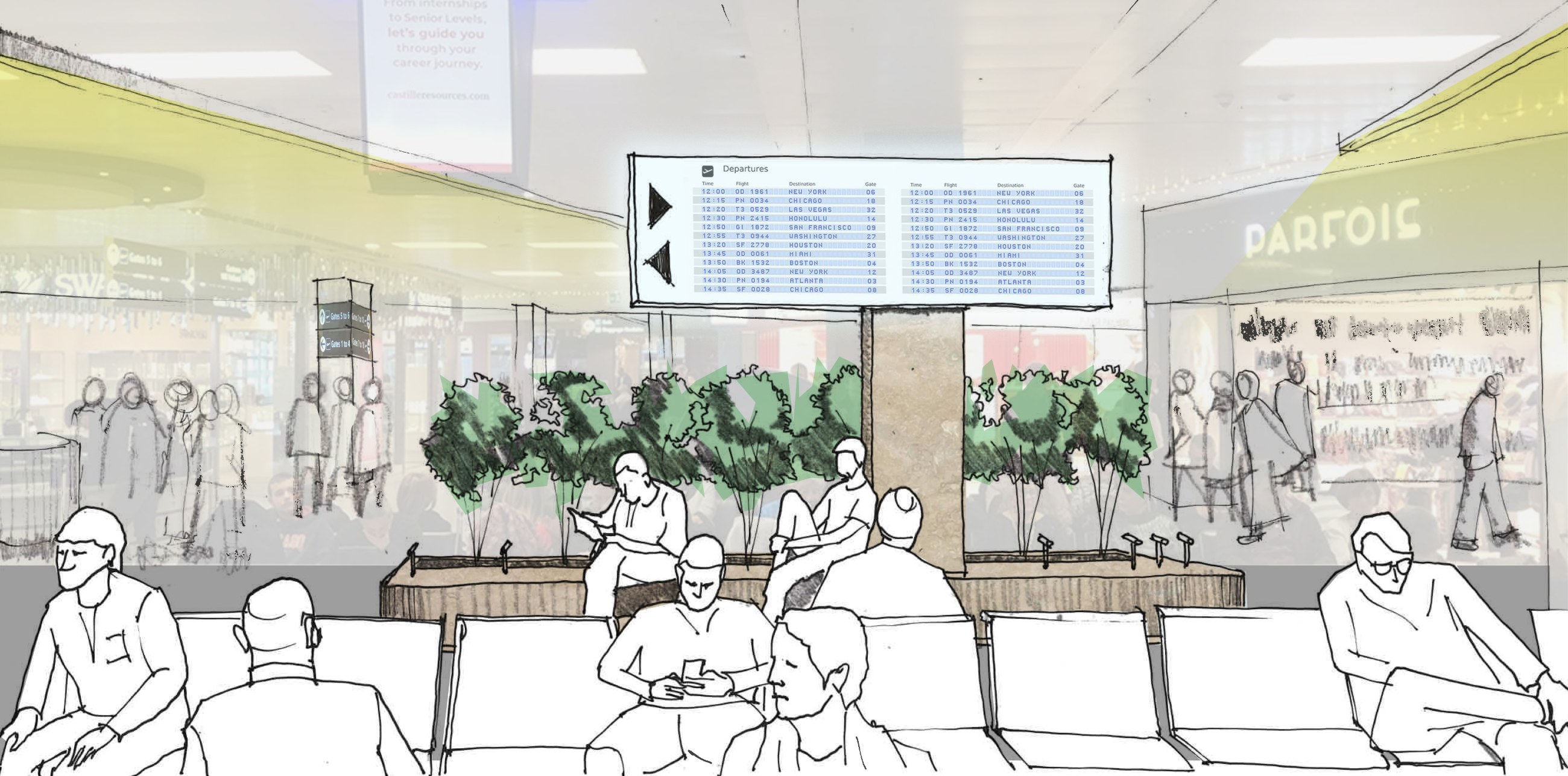 Info Island at Malta International Airport, drawing 2