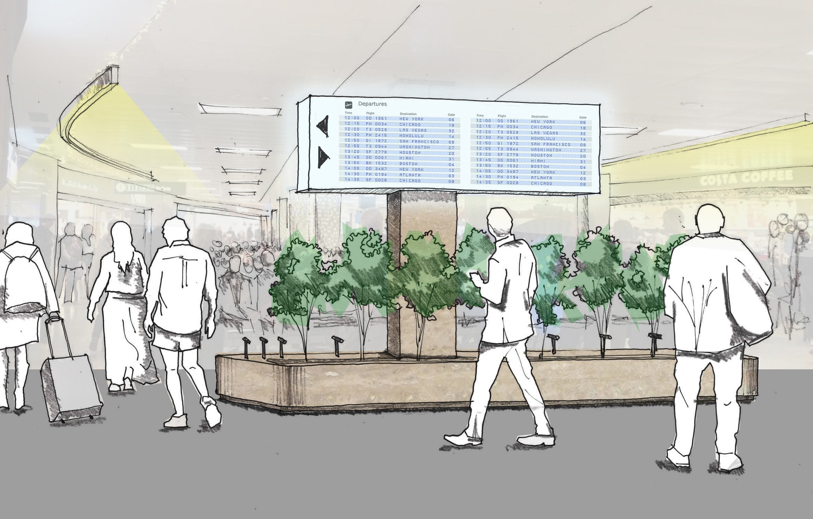 Info Island at Malta International Airport, drawing 1